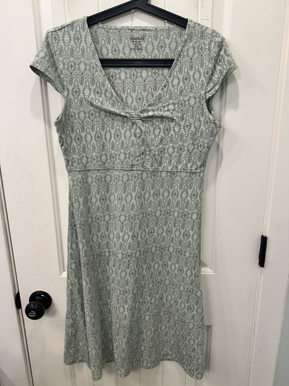 Toad & Co. Knit Dress Medium Green Black Geometric Casual Boho Aesthetic